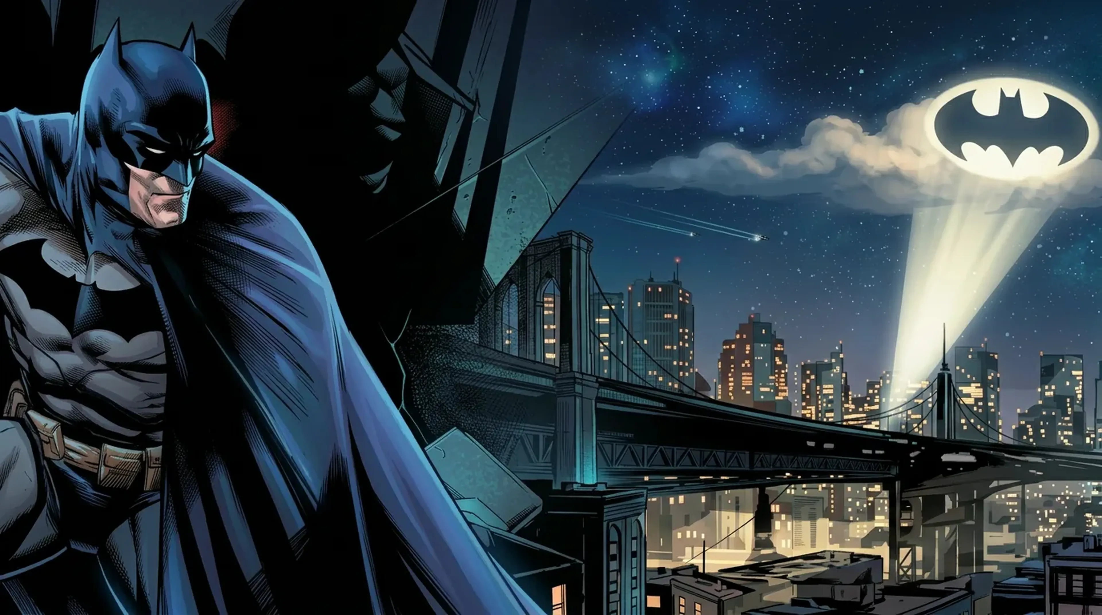 Batman veille sur Gotham City illuminée par le bat-signal - Batman Escape Paris