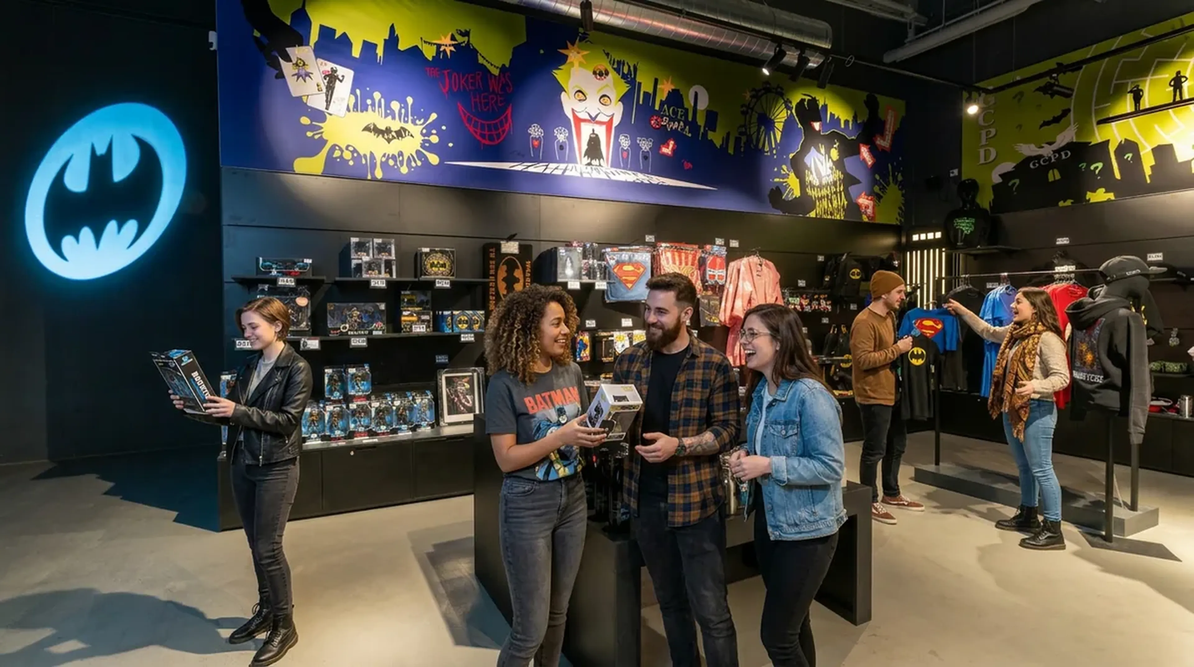 DC Comics store at Batman Escape Paris: official merchandise