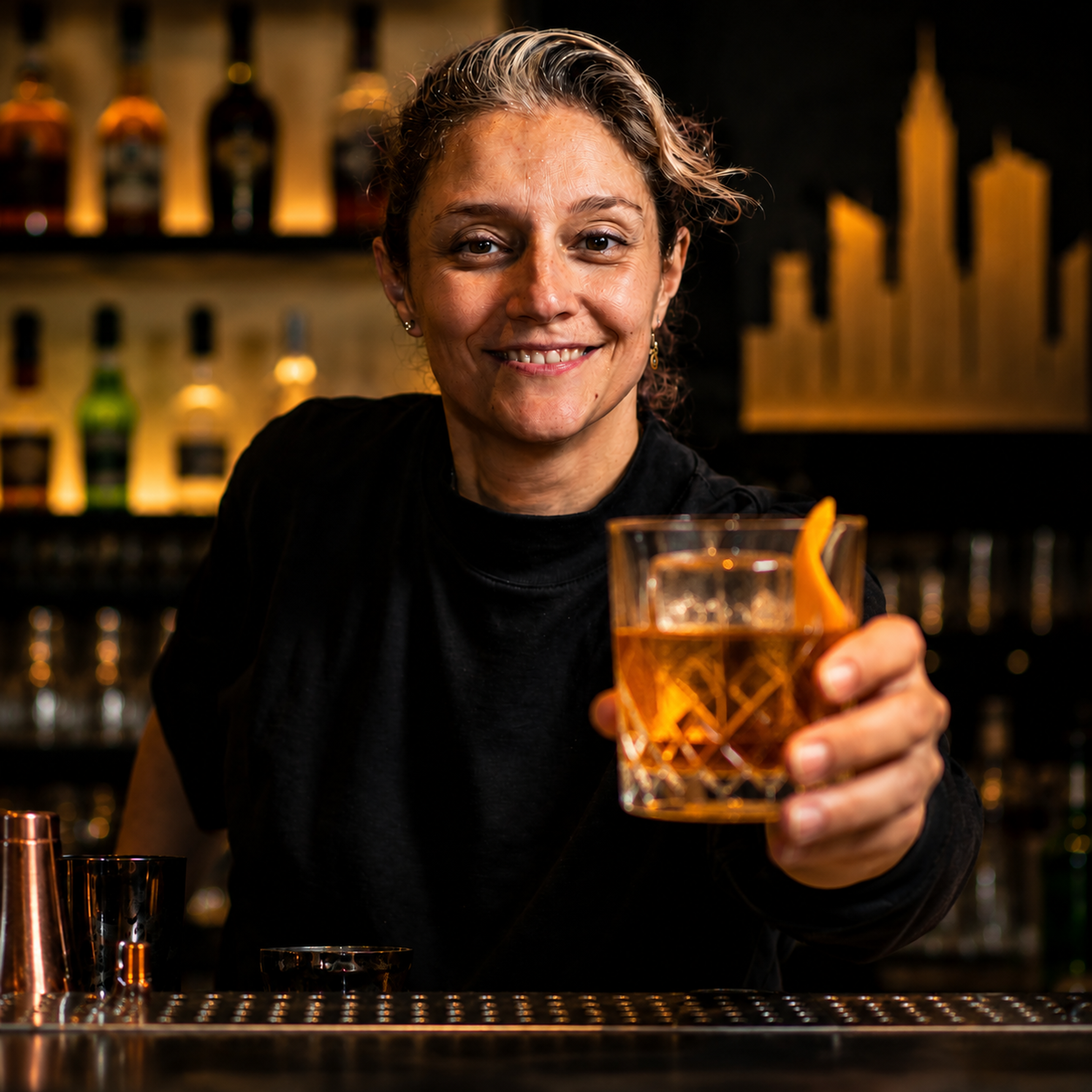 Cocktails au bar du lounge Gotham pour prolonger l'EVG chez Batman Escape Paris