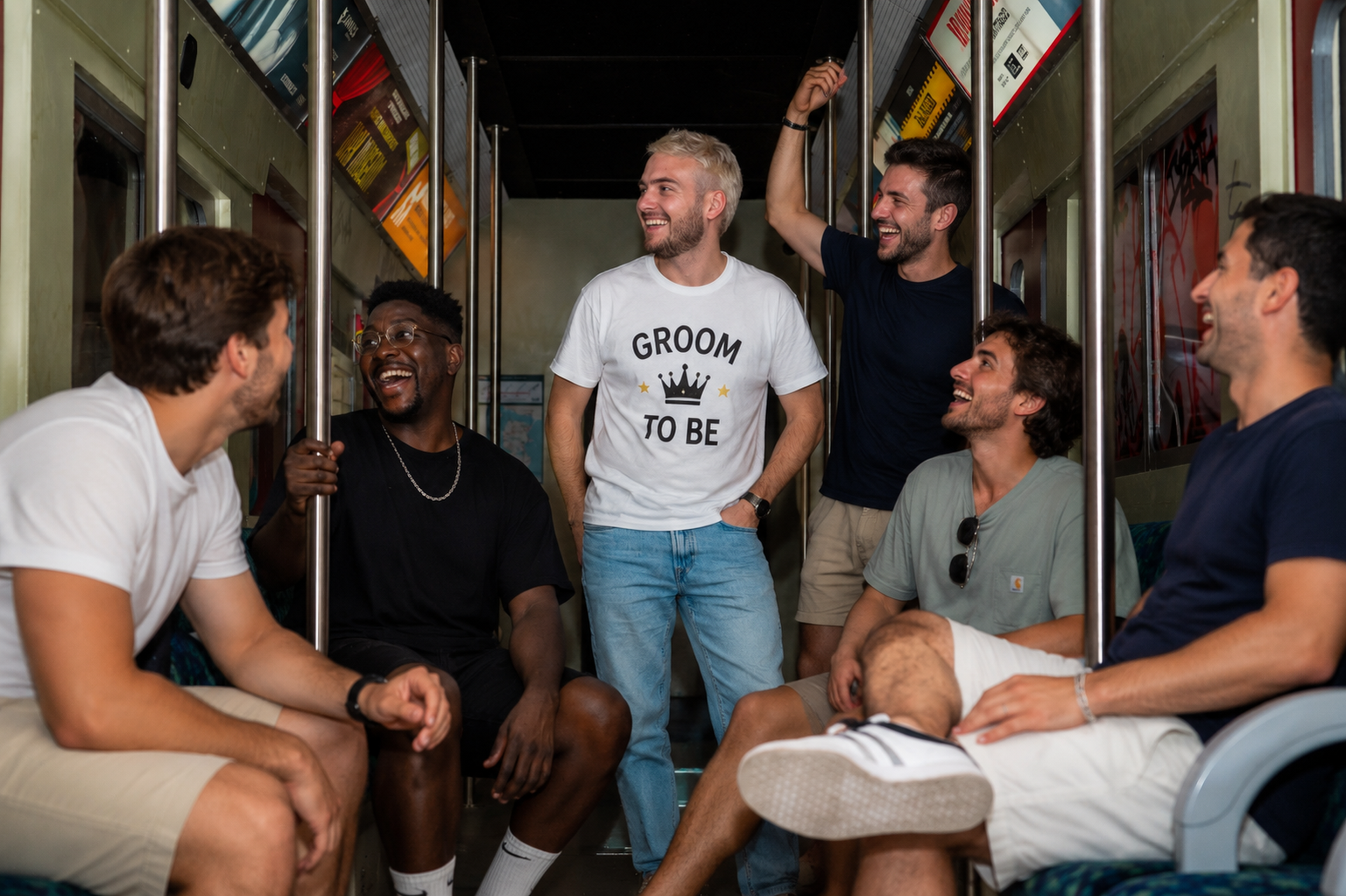 Groupe d'hommes en EVG dans une mission immersive métro chez Batman Escape Paris